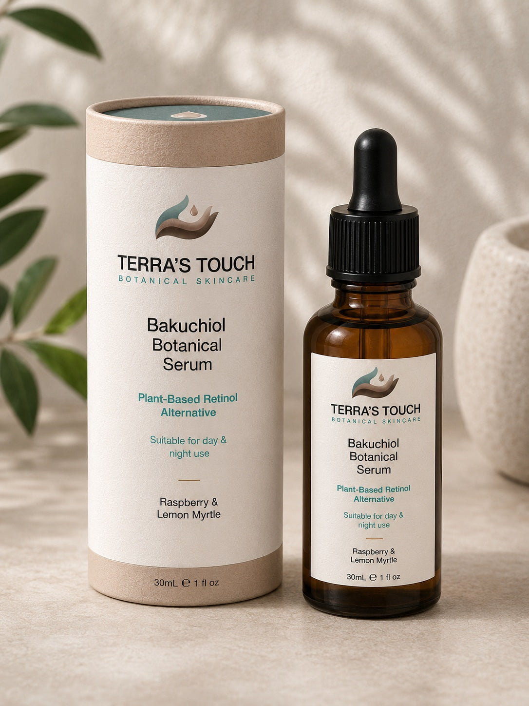 face oil serum in brown bottle with dropper and tube box 