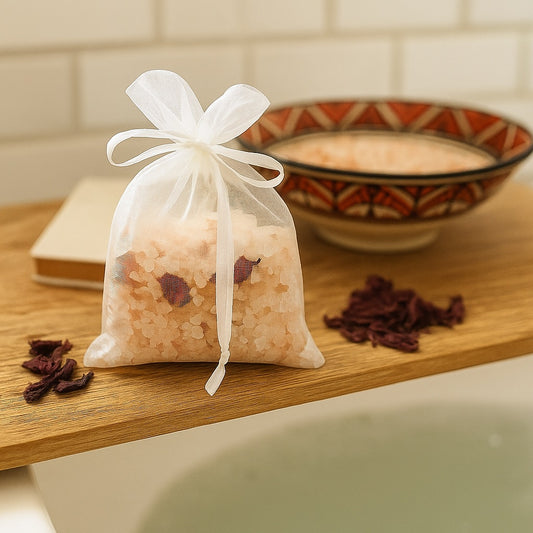 bath salts, soak, hibiscus, himalayan, magnesium, seasalt