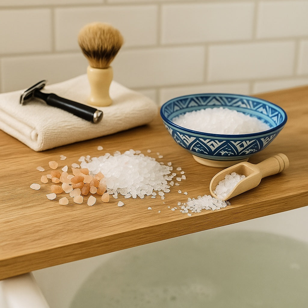 Bath soak, man, magnesium and sea salt